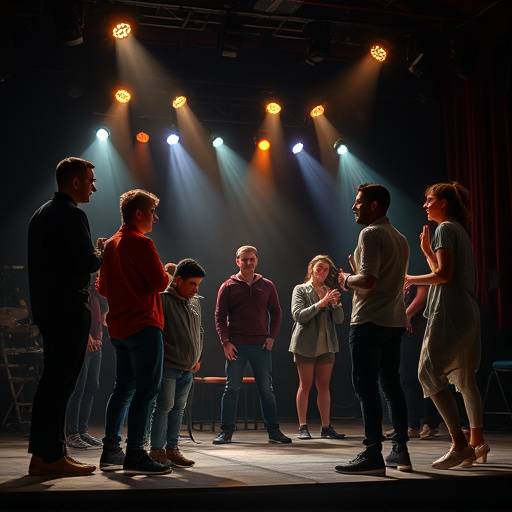 Acteurs en train de faire une improvisation théâtrale sur scène