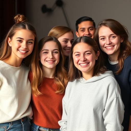 Élèves heureux et souriants du cours d'art dramatique, posant ensemble après un cours